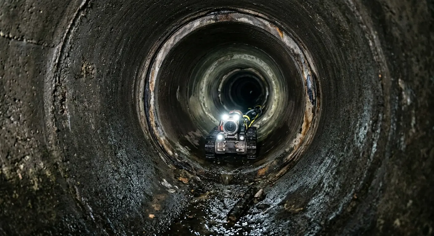 Robotic sewer camera inspecting pipe interior for Drain Snake Service in Greece